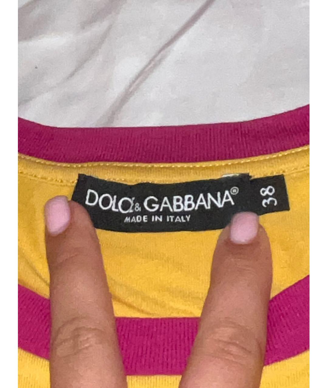 DOLCE&GABBANA Горчичная хлопковая футболка, фото 3