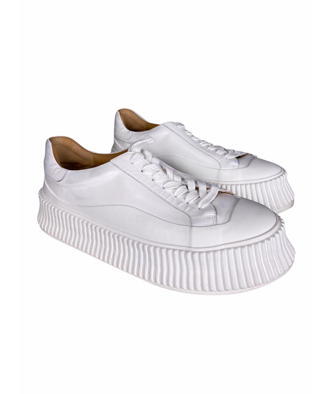 JIL SANDER Белые кожаные кеды, фото 4