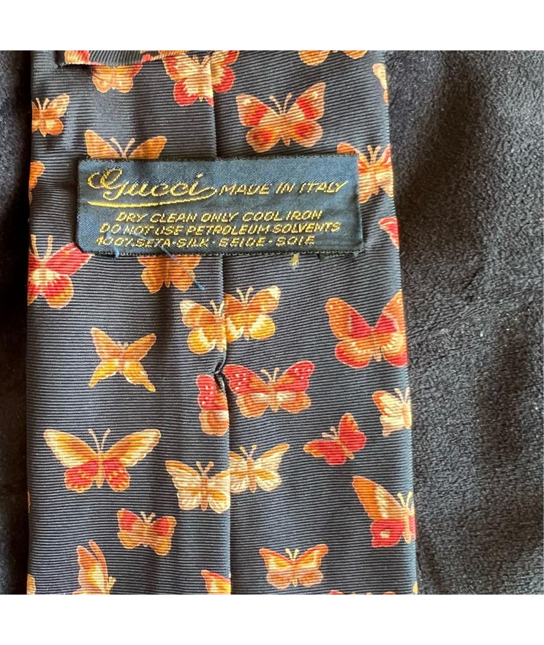 GUCCI Темно-синий шелковый галстук, фото 4