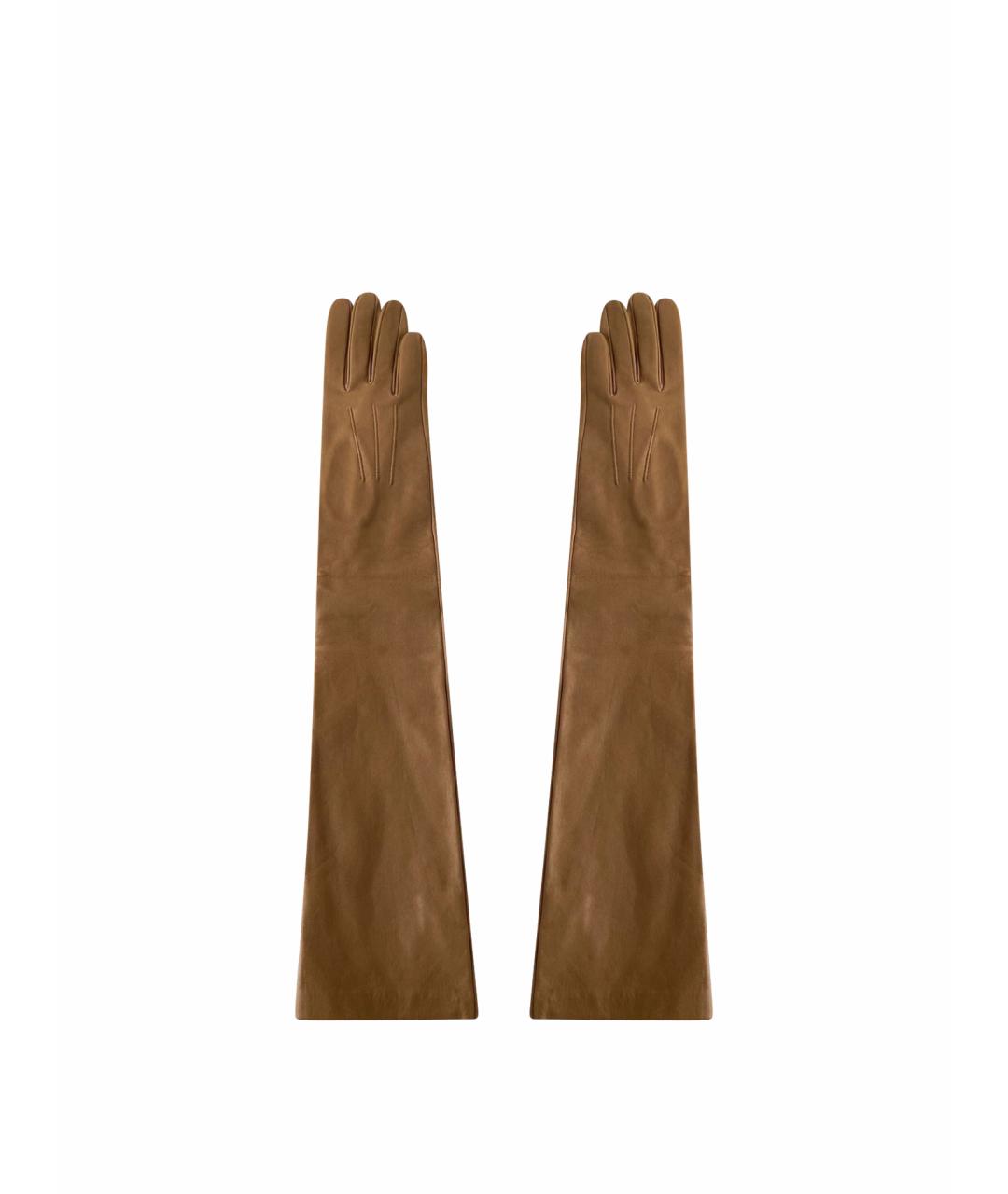 CELINE PRE-OWNED Бежевые кожаные перчатки, фото 1