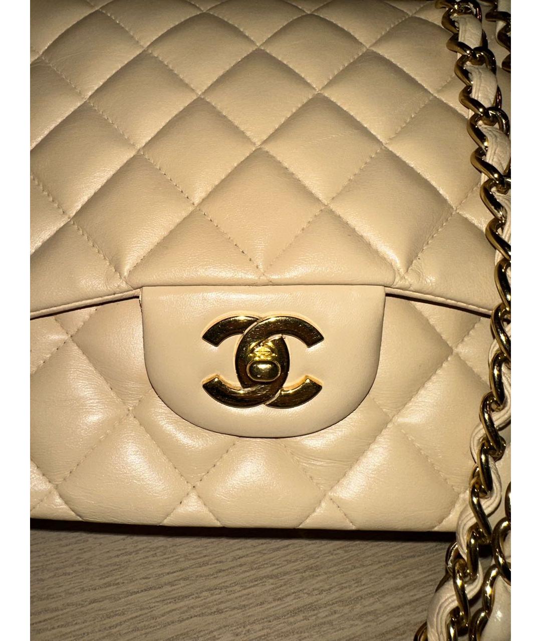 CHANEL Бежевая кожаная сумка через плечо, фото 6