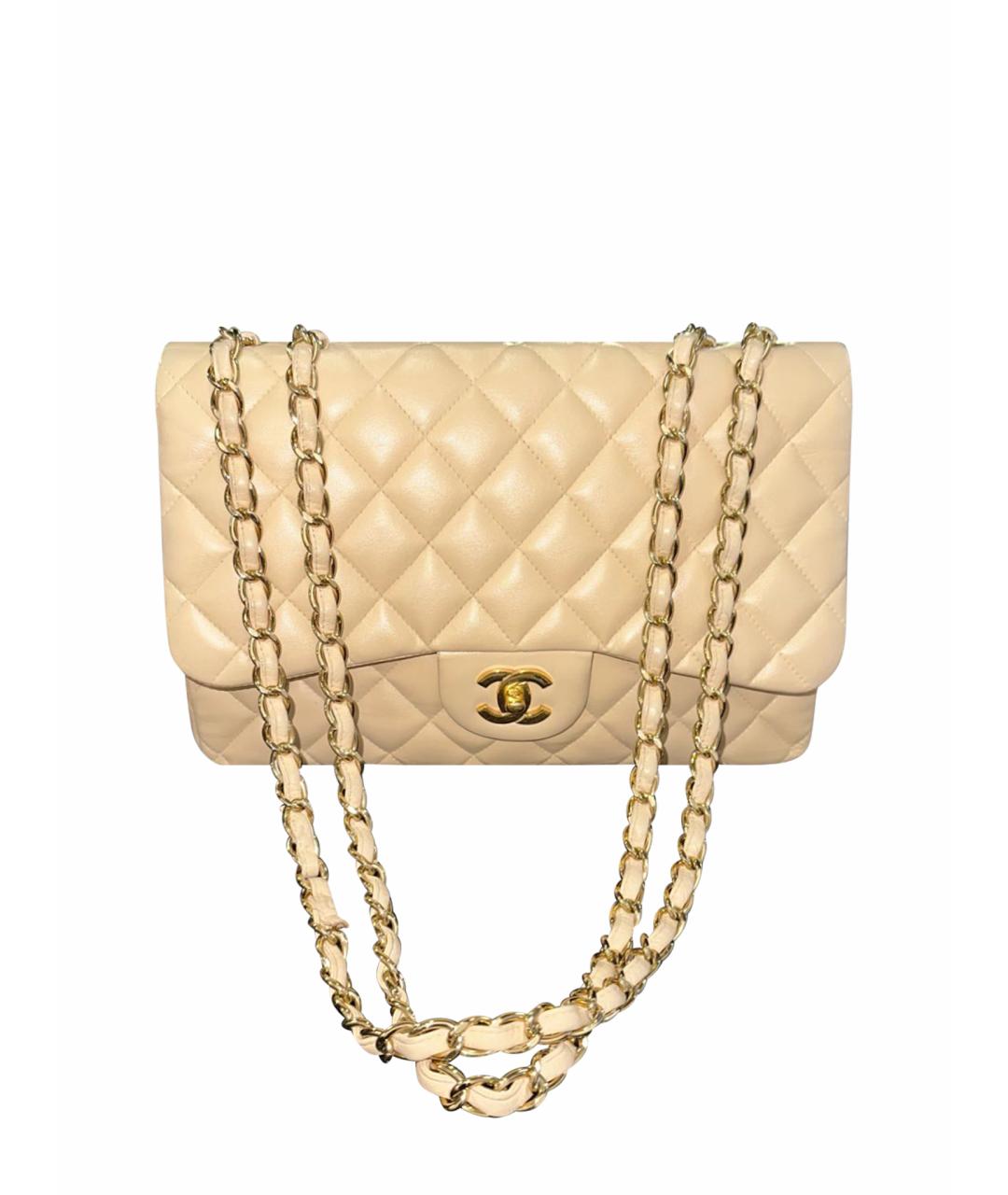 CHANEL Бежевая кожаная сумка через плечо, фото 1