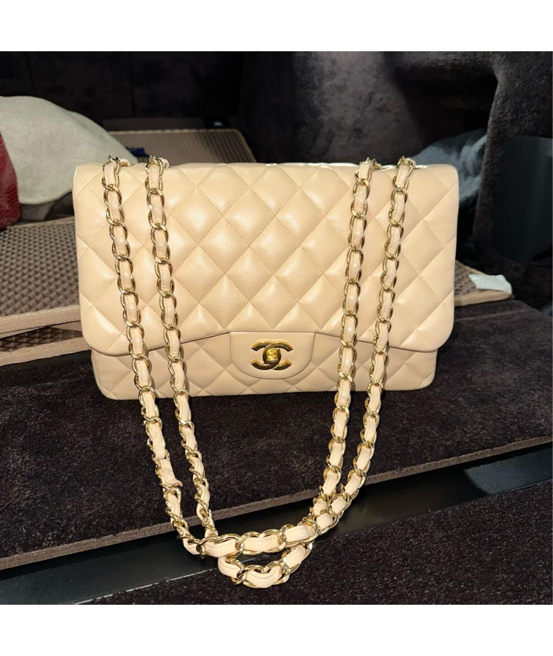 CHANEL Бежевая кожаная сумка через плечо, фото 7