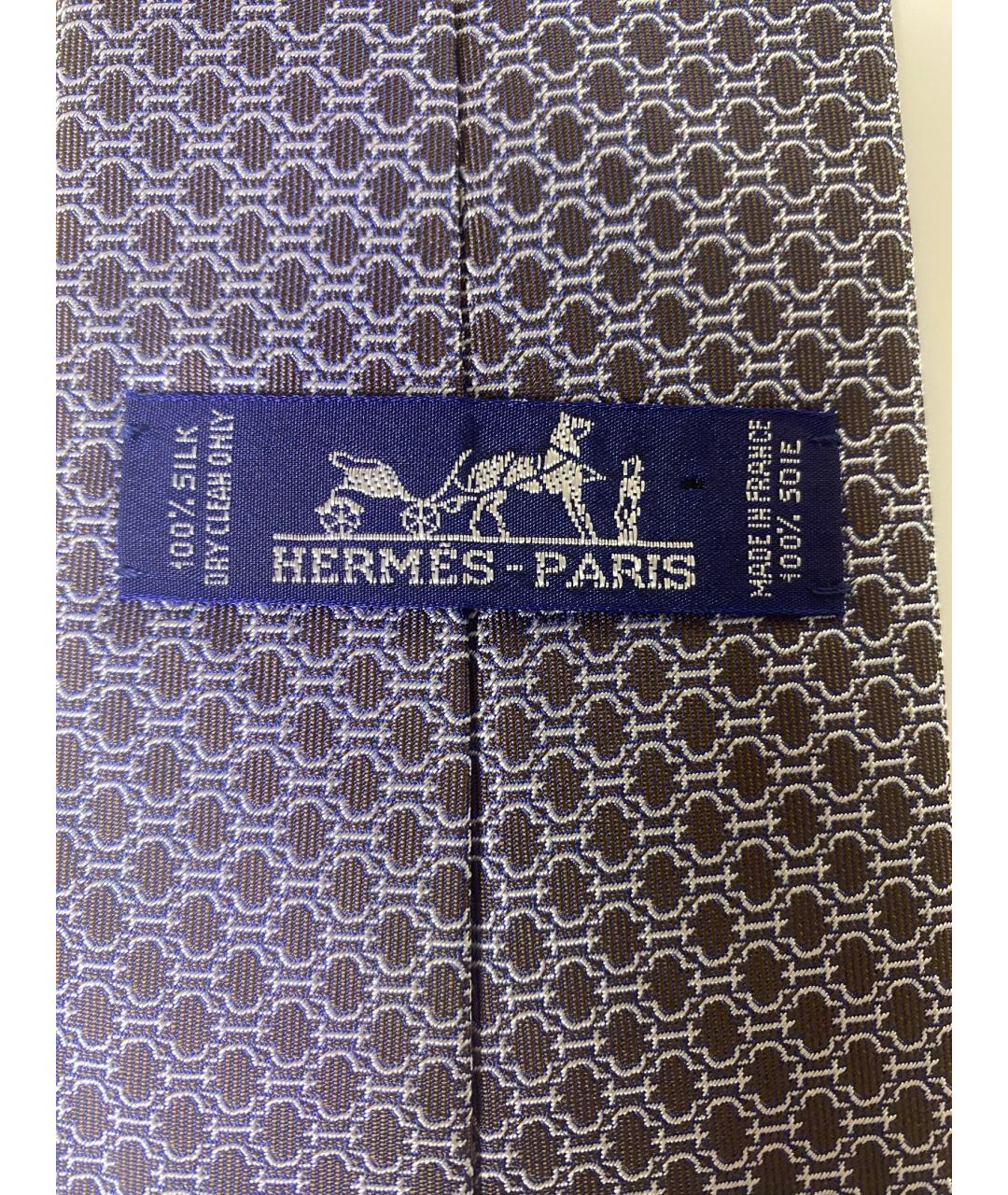HERMES Синий шелковый галстук, фото 6