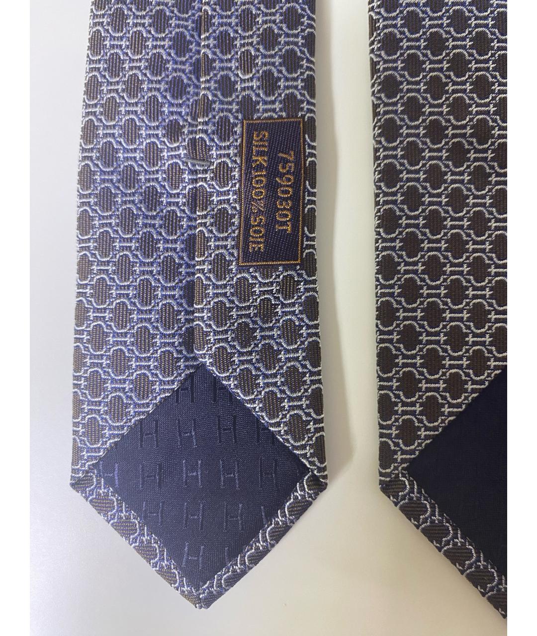 HERMES Синий шелковый галстук, фото 5