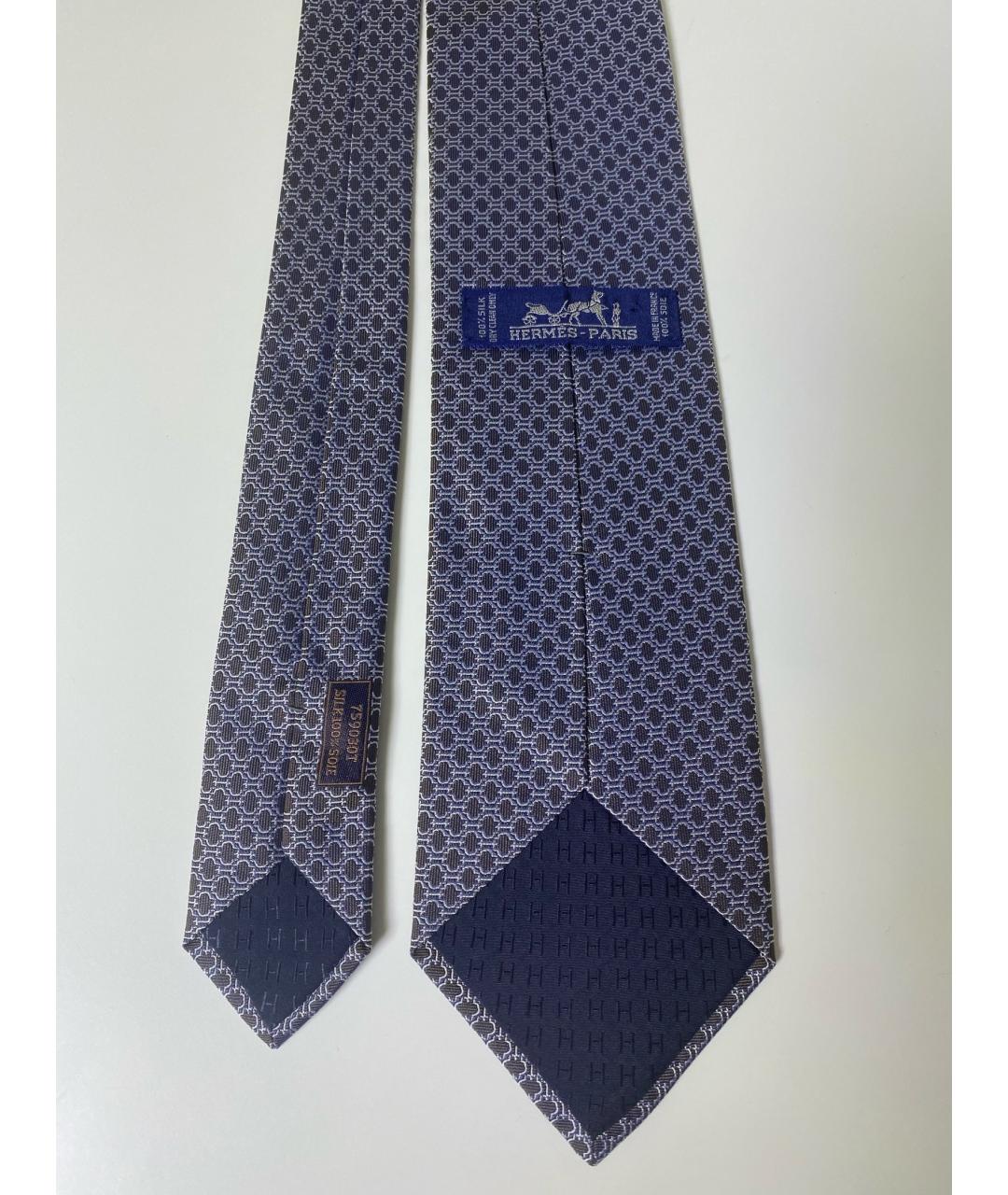 HERMES Синий шелковый галстук, фото 3