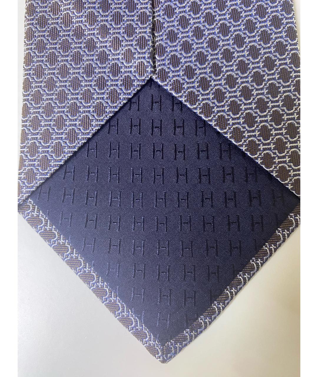 HERMES Синий шелковый галстук, фото 4