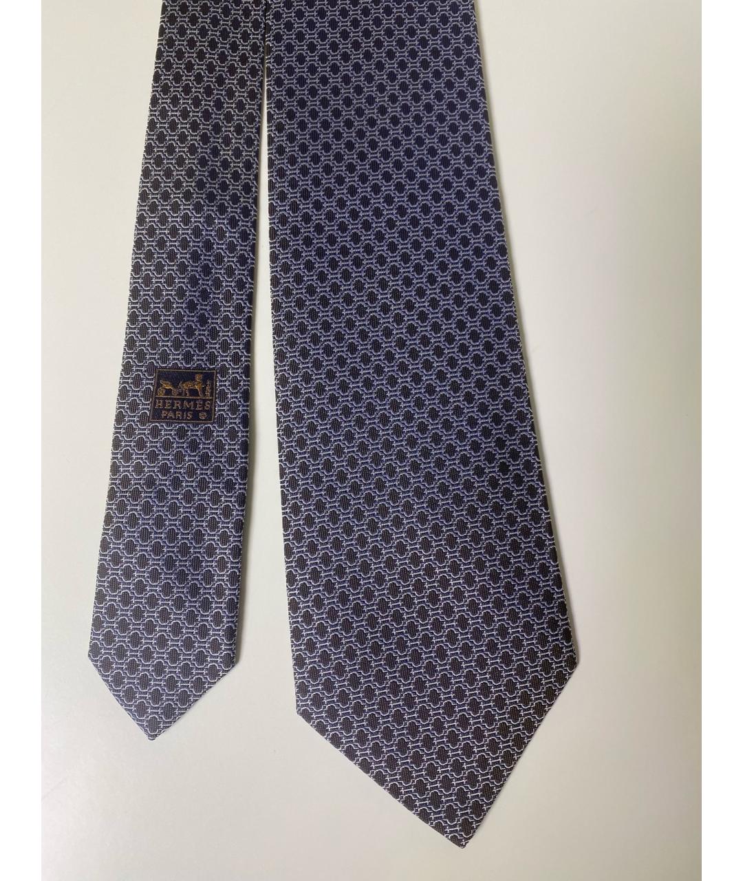 HERMES Синий шелковый галстук, фото 2