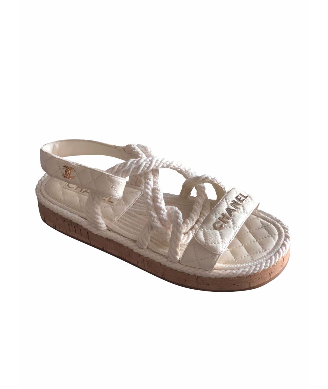 CHANEL PRE-OWNED Белые кожаные сандалии, фото 1