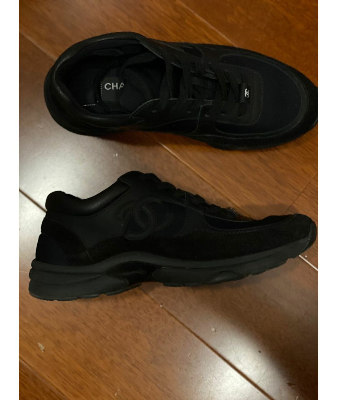 CHANEL PRE-OWNED Черные замшевые кроссовки, фото 5