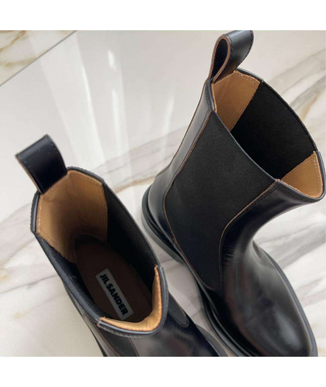 JIL SANDER Черные кожаные ботинки, фото 3