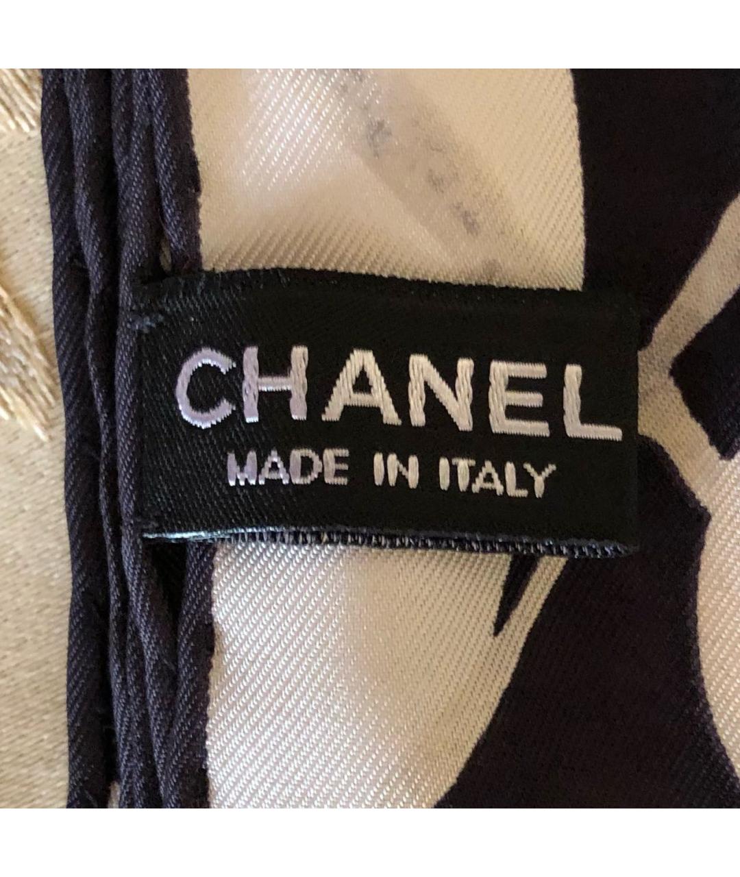CHANEL Черный шелковый платок, фото 2