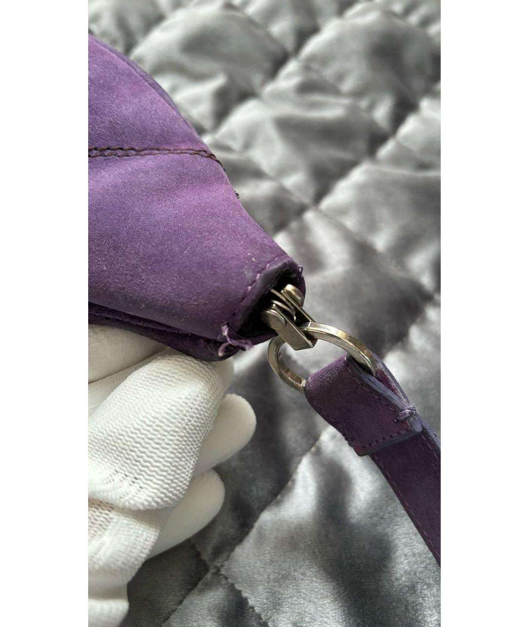 CASADEI Фиолетовая замшевая сумка с короткими ручками, фото 8