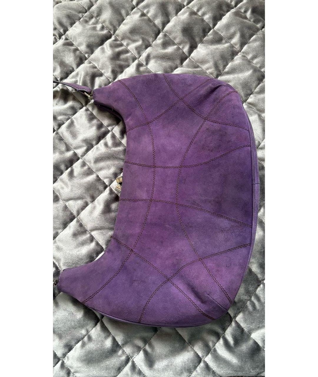CASADEI Фиолетовая замшевая сумка с короткими ручками, фото 3