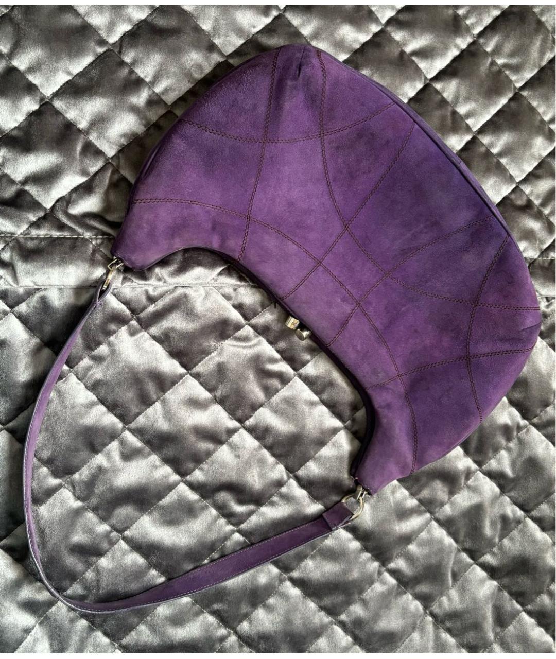 CASADEI Фиолетовая замшевая сумка с короткими ручками, фото 2