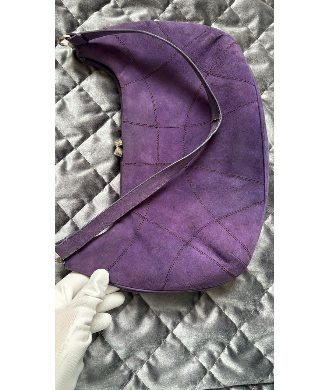 CASADEI Фиолетовая замшевая сумка с короткими ручками, фото 4