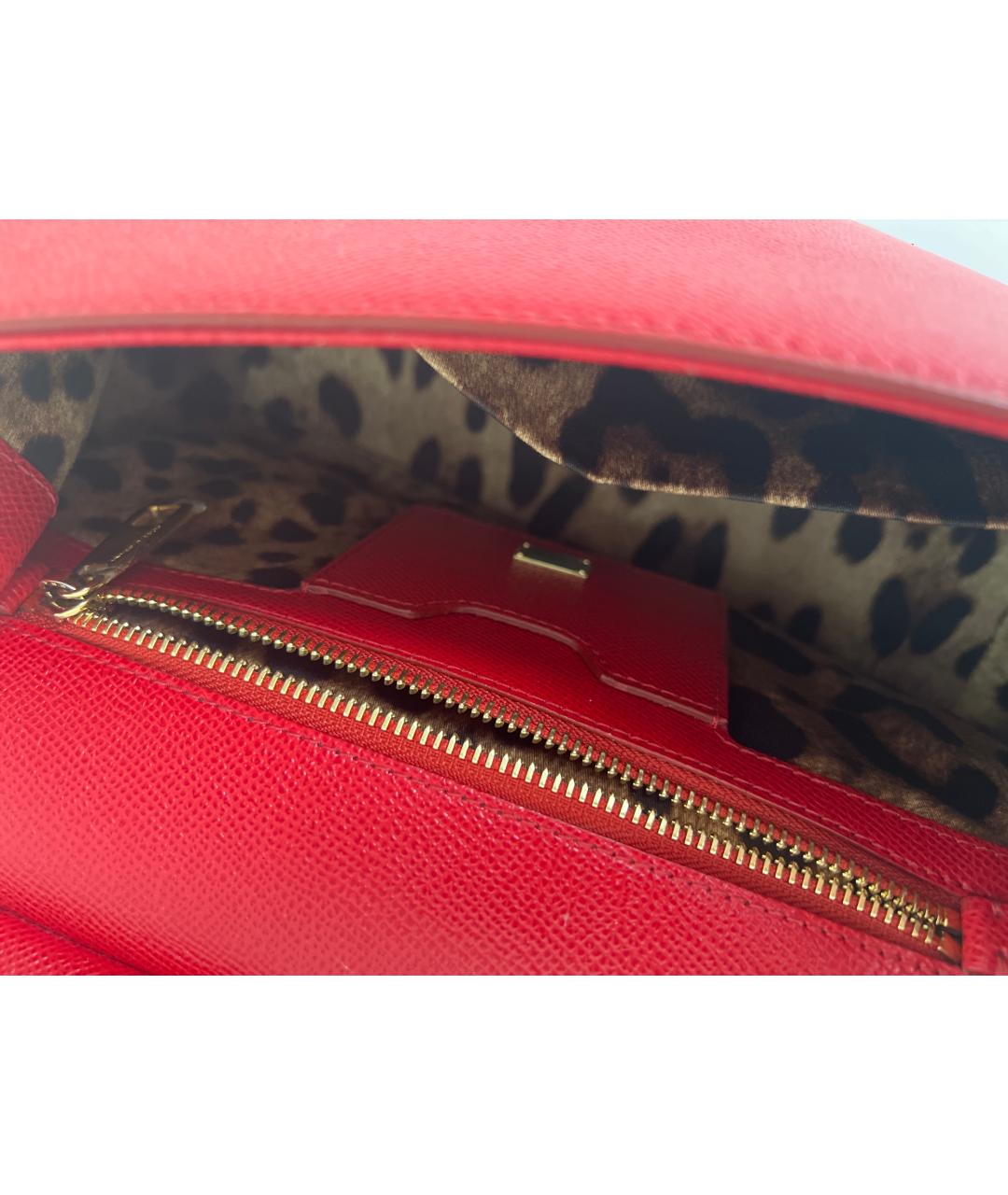 DOLCE&GABBANA Красная кожаная сумка с короткими ручками, фото 4