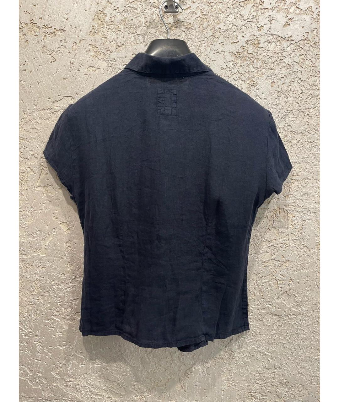120%LINO Темно-синяя льняная рубашка, фото 5