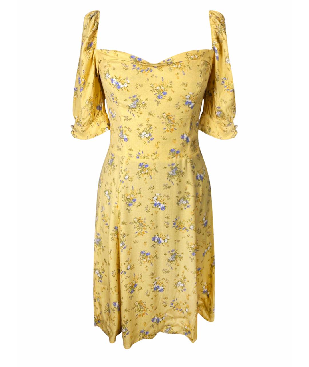 REFORMATION Желтое вискозное повседневное платье, фото 1