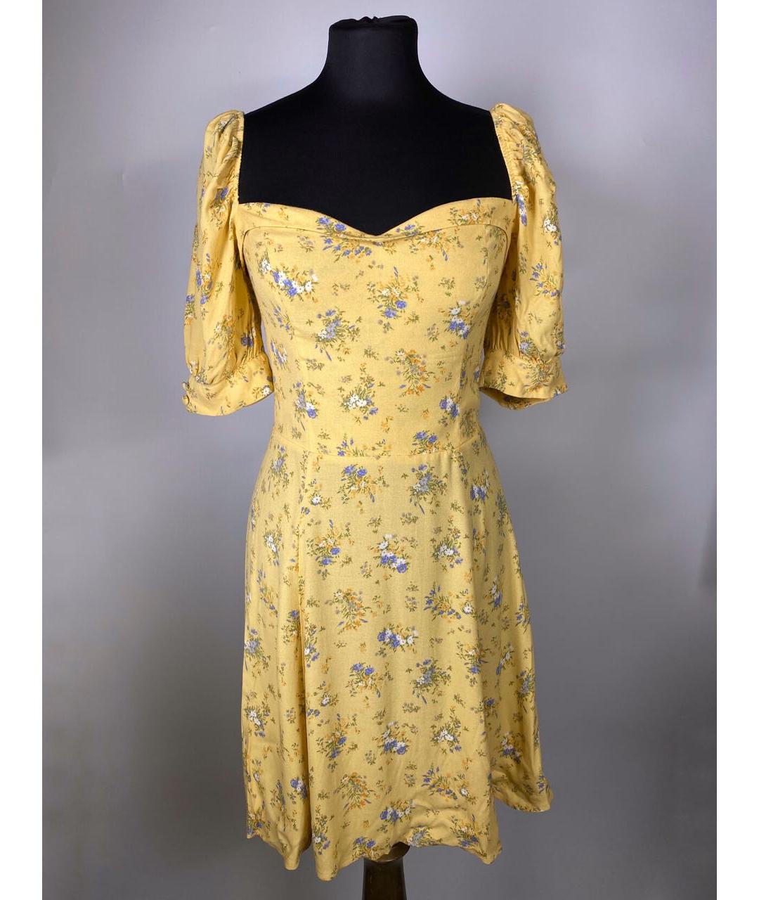 REFORMATION Желтое вискозное повседневное платье, фото 7