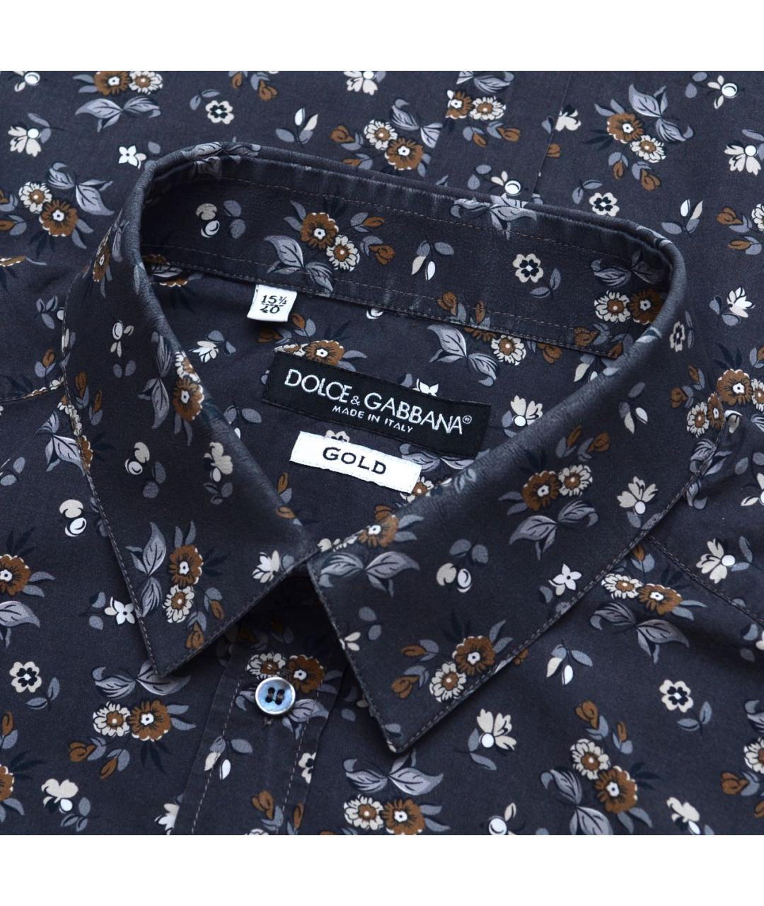 DOLCE&GABBANA Антрацитовая хлопковая кэжуал рубашка, фото 4