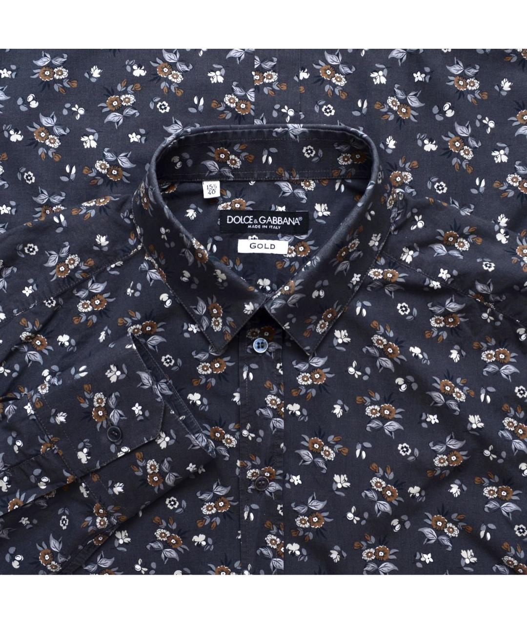 DOLCE&GABBANA Антрацитовая хлопковая кэжуал рубашка, фото 3