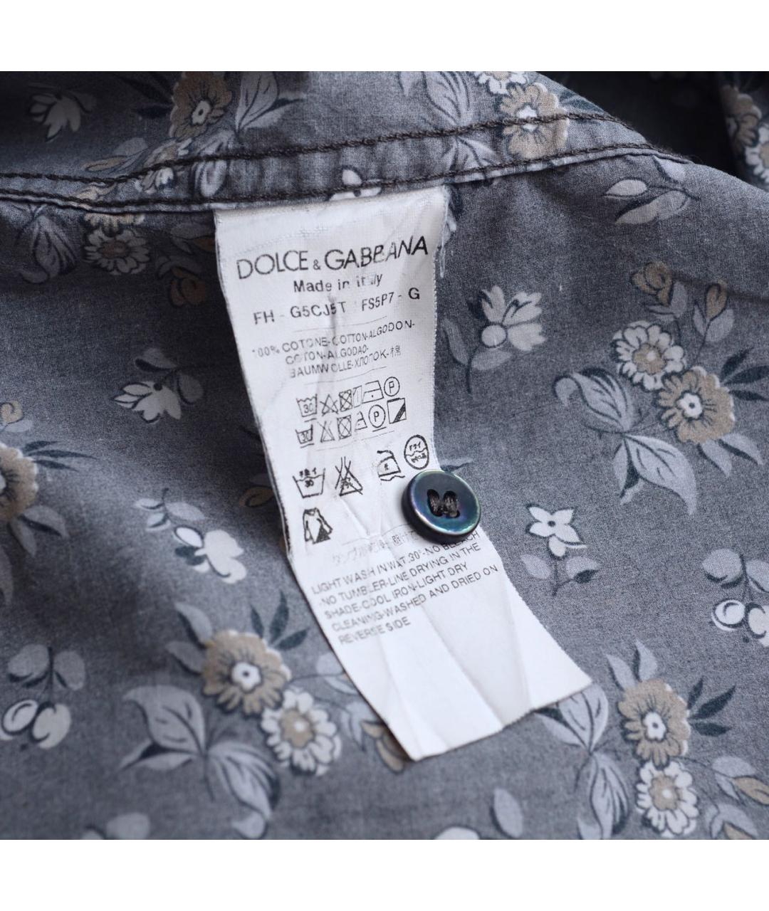 DOLCE&GABBANA Антрацитовая хлопковая кэжуал рубашка, фото 6