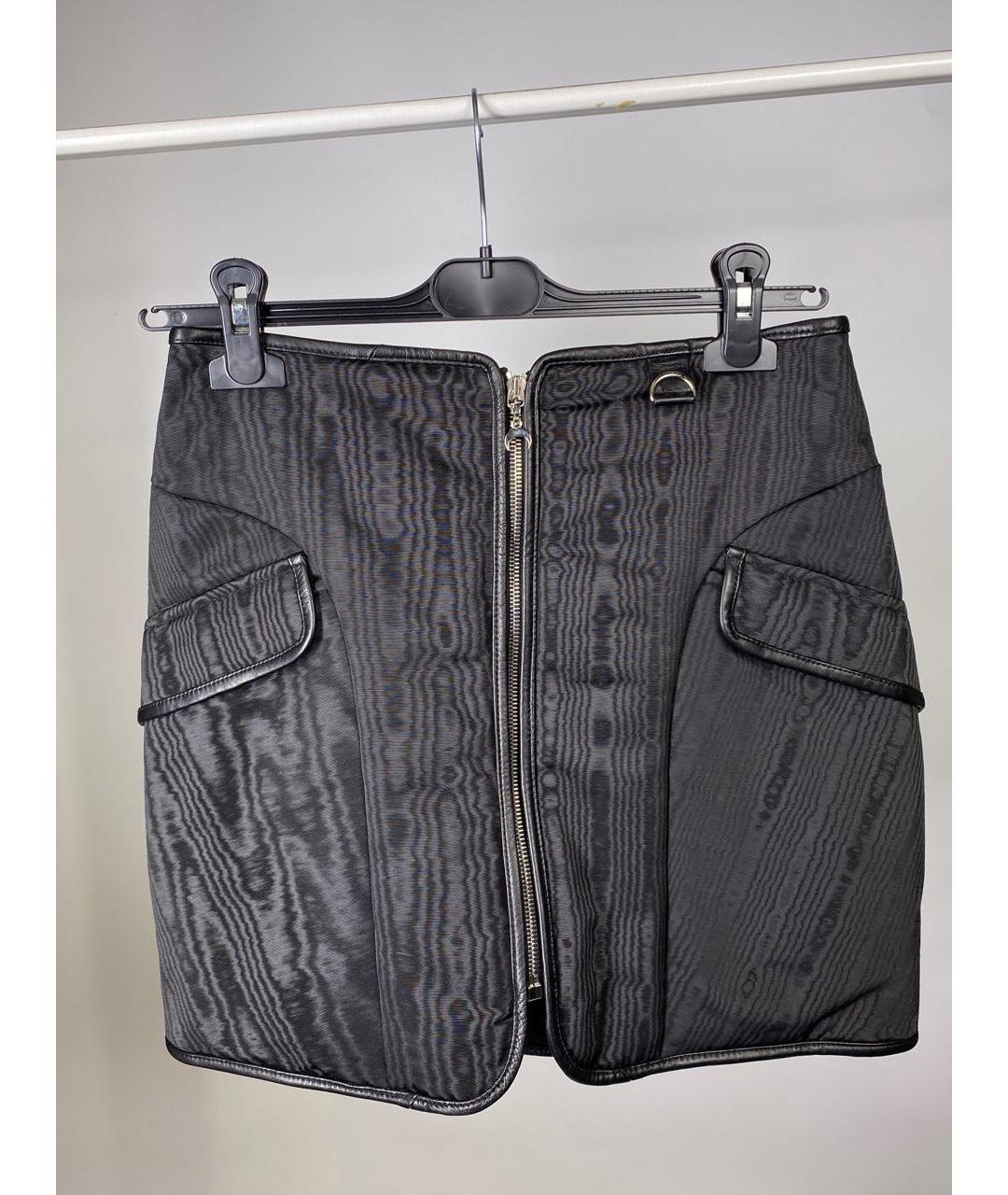 MARINE SERRE Черная вискозная юбка мини, фото 8