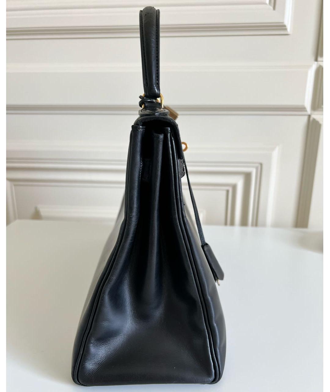 HERMES Черная кожаная сумка с короткими ручками, фото 5