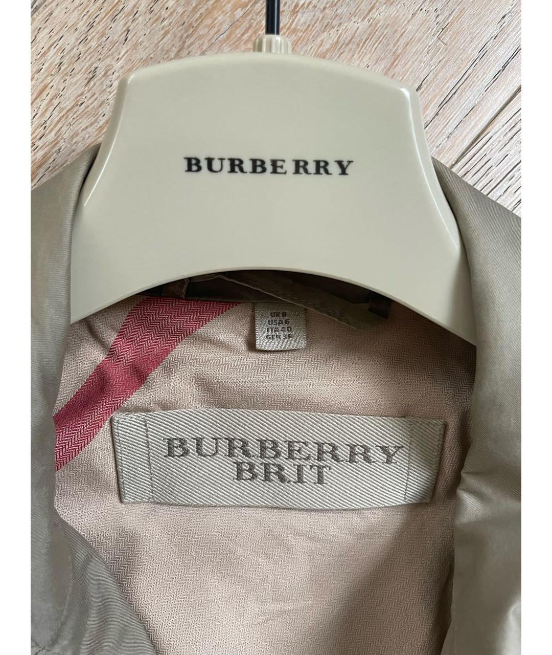 BURBERRY Бежевая хлопко-эластановая куртка, фото 4
