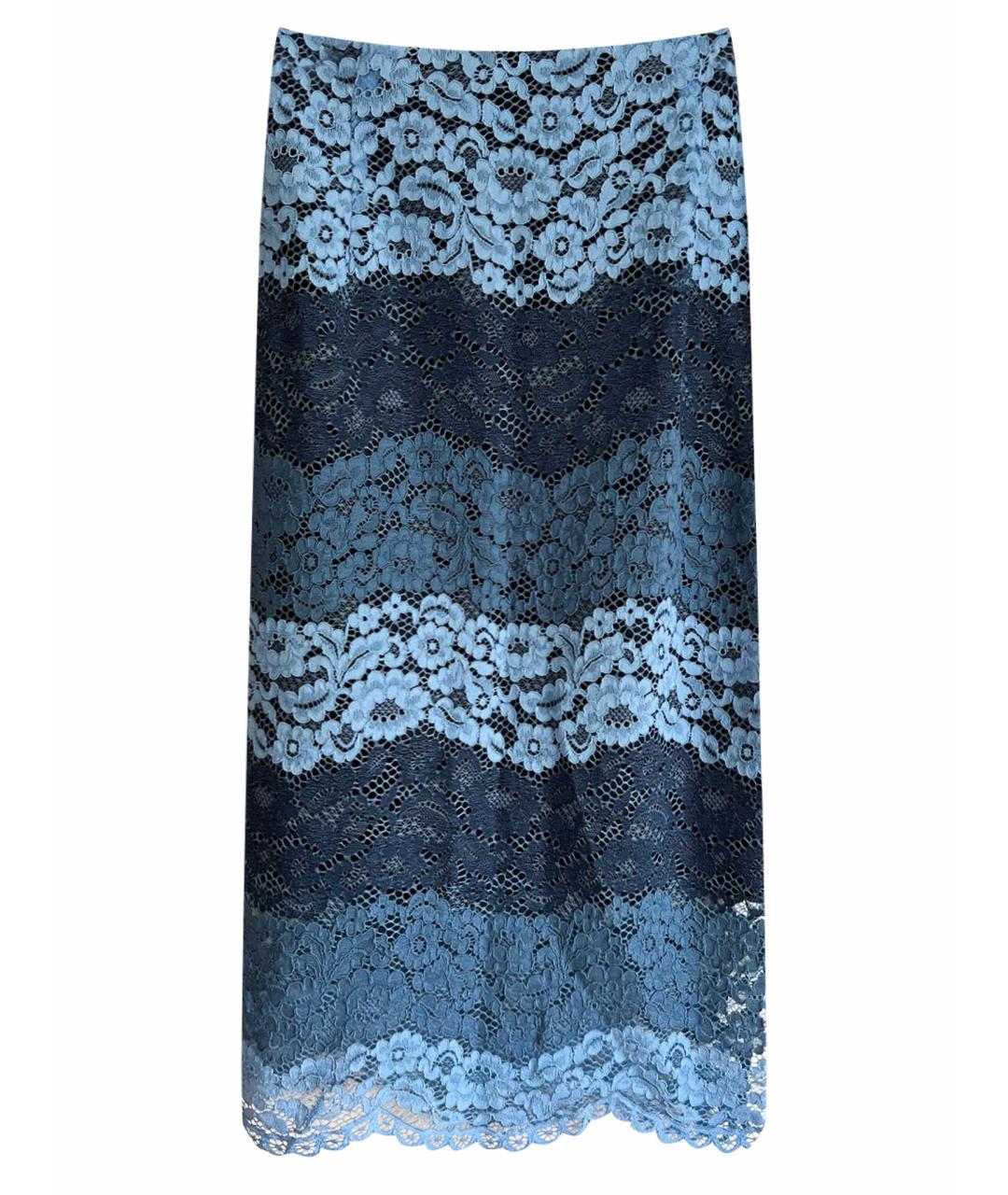 SANDRO Голубая кружевная юбка миди, фото 1