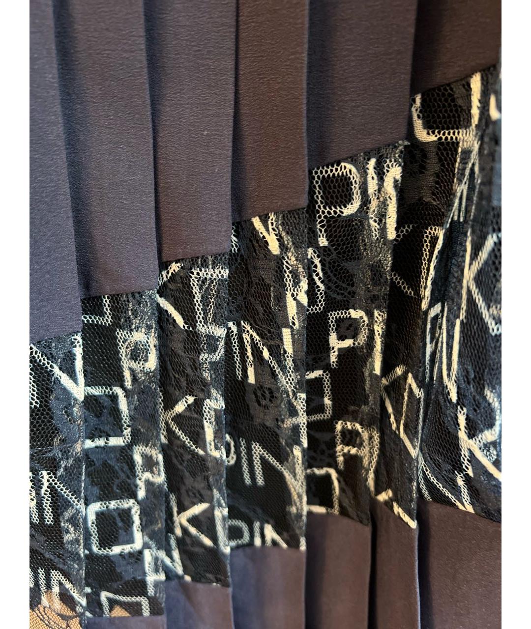 PINKO Темно-синяя кружевная юбка миди, фото 4