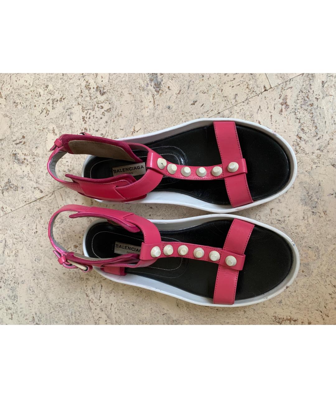 BALENCIAGA Розовые кожаные сандалии, фото 5
