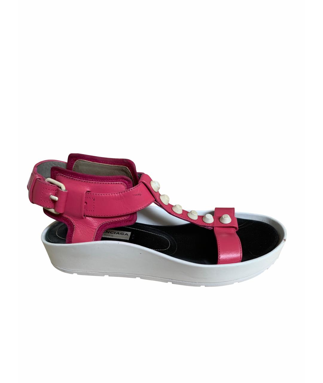 BALENCIAGA Розовые кожаные сандалии, фото 1