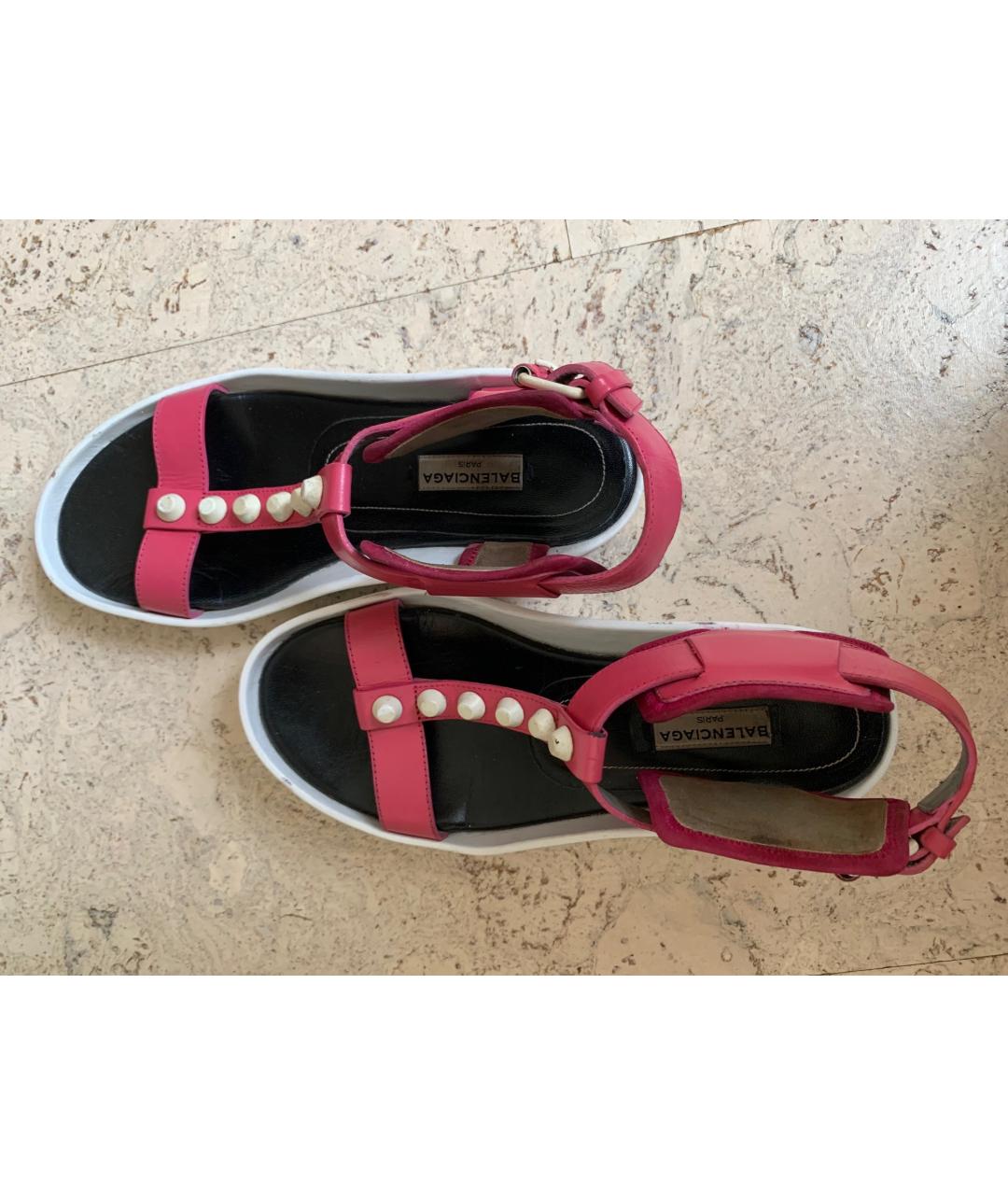 BALENCIAGA Розовые кожаные сандалии, фото 2