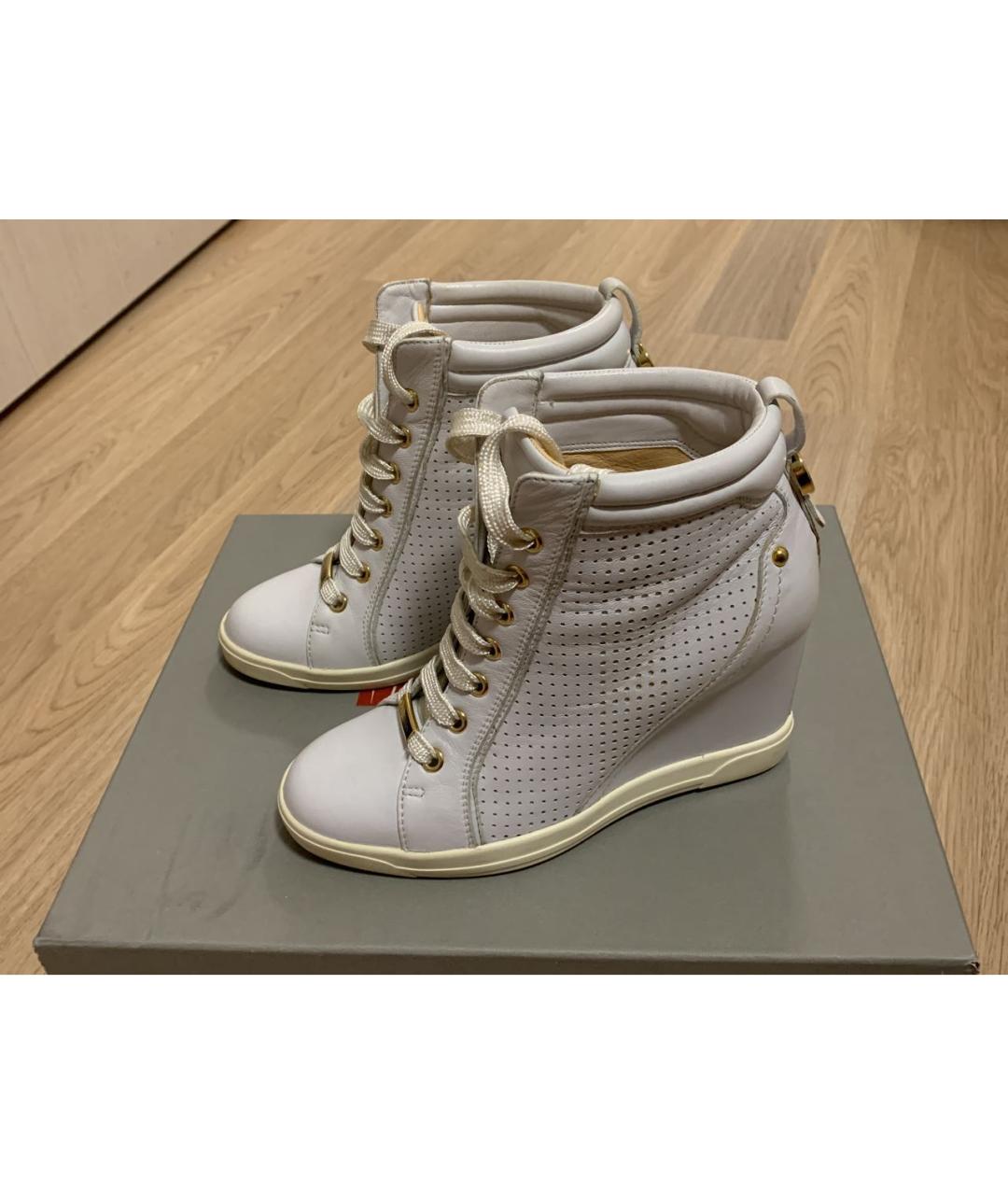 ALCHIMIA DI BALLIN Белые кожаные ботинки, фото 2