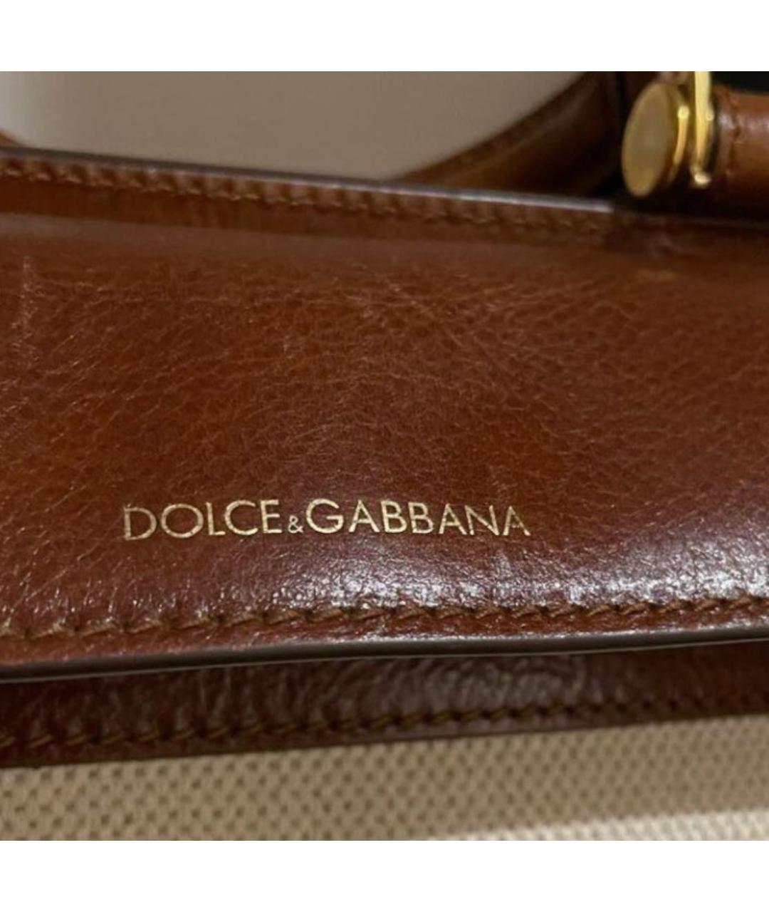 DOLCE&GABBANA Коричневая кожаная сумка через плечо, фото 4