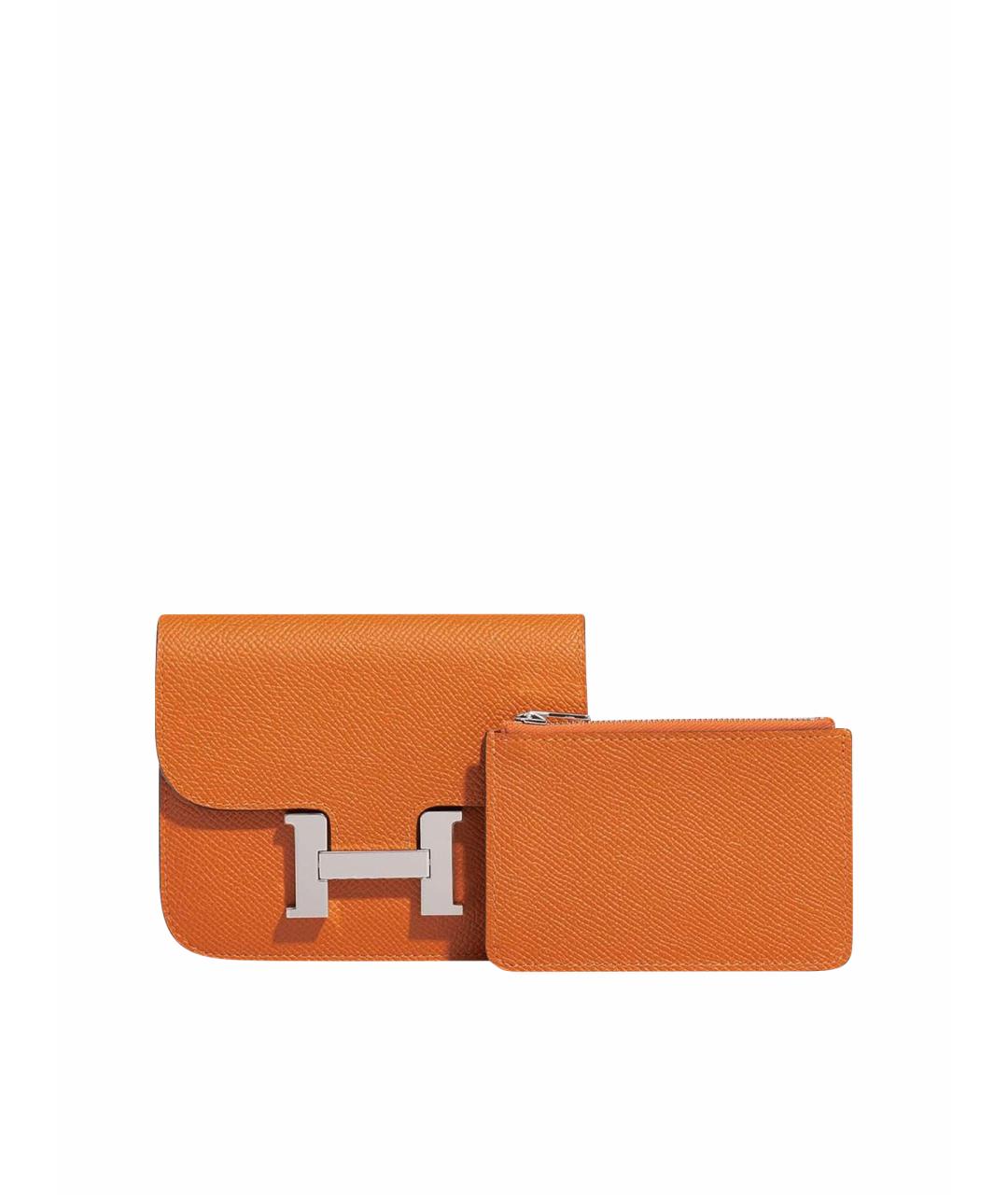 HERMES Оранжевый кожаный кошелек, фото 1