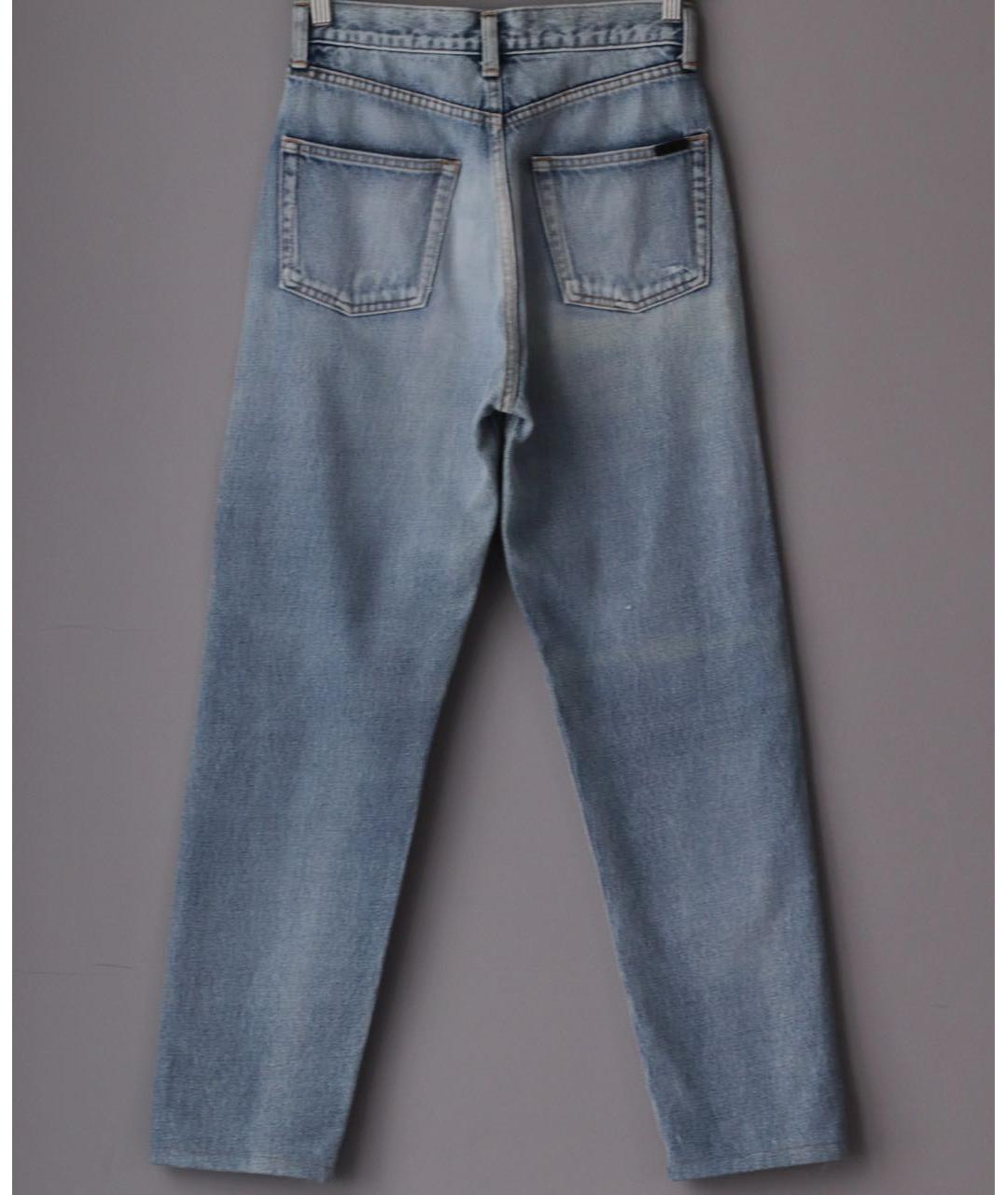 SAINT LAURENT Голубые хлопковые прямые джинсы, фото 2