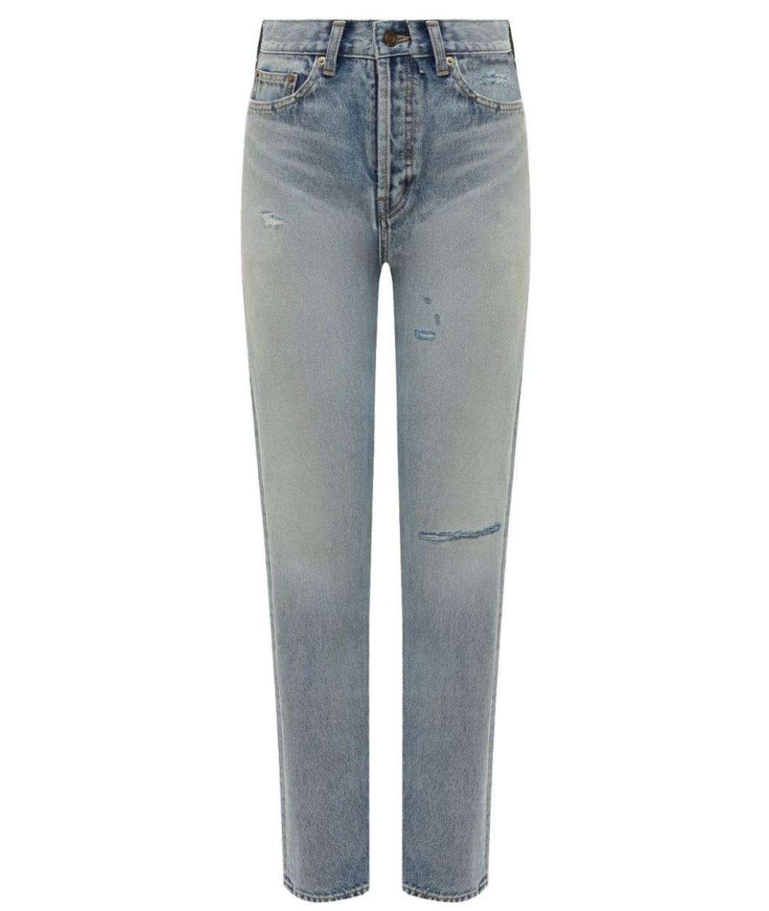 SAINT LAURENT Голубые хлопковые прямые джинсы, фото 1