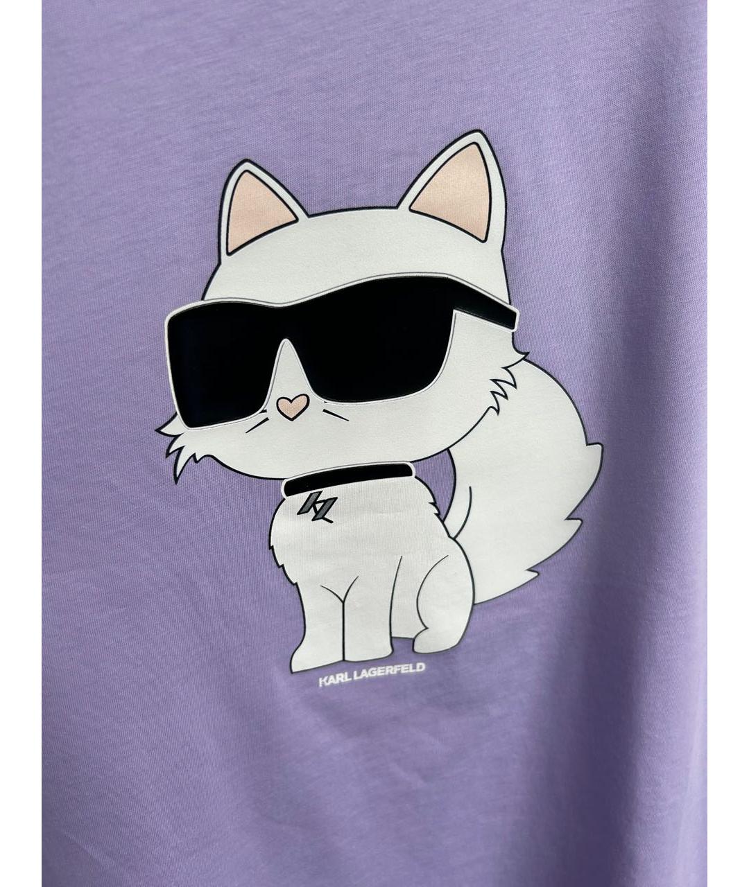 KARL LAGERFELD Фиолетовая хлопковая футболка, фото 4