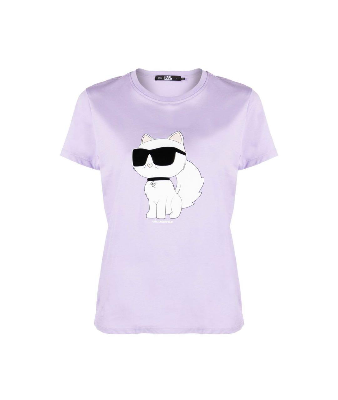 KARL LAGERFELD Фиолетовая хлопковая футболка, фото 1