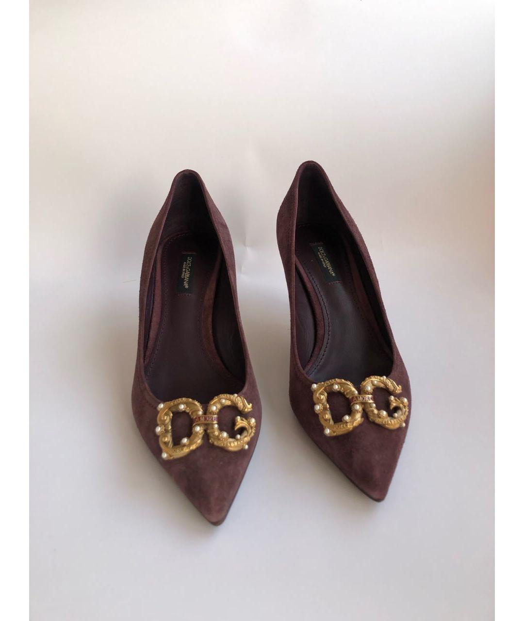 DOLCE&GABBANA Бордовые замшевые туфли, фото 2