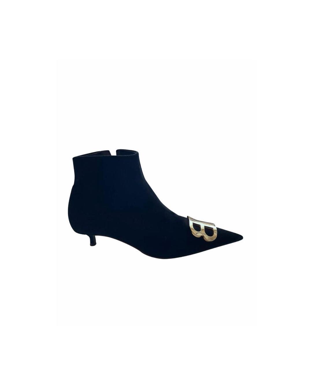 BALENCIAGA Черные бархатные ботильоны, фото 1
