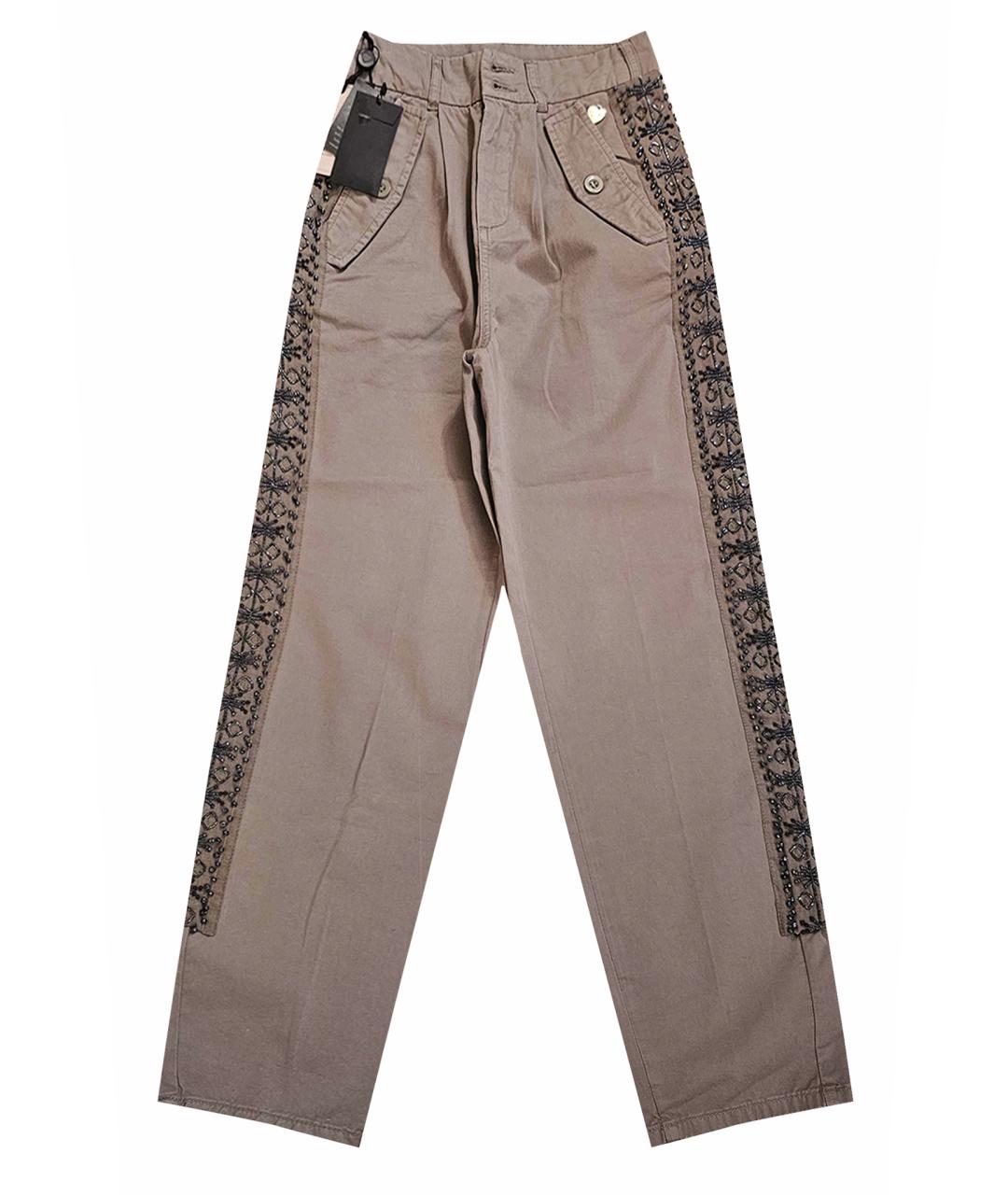 TWIN-SET Хаки хлопковые прямые джинсы, фото 1