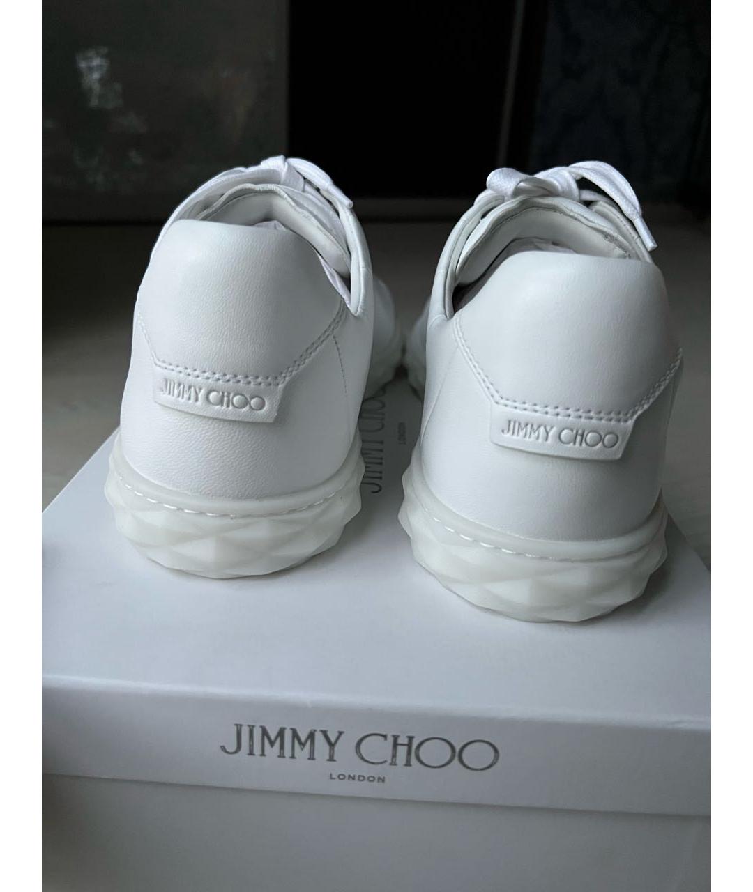 JIMMY CHOO Белые кожаные низкие кроссовки / кеды, фото 5