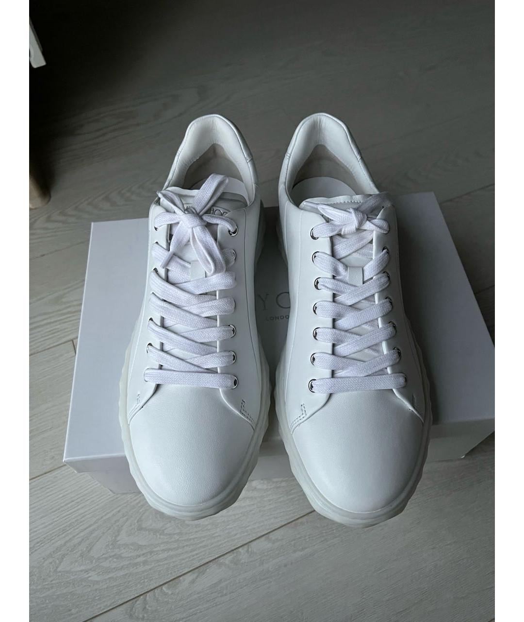 JIMMY CHOO Белые кожаные низкие кроссовки / кеды, фото 2