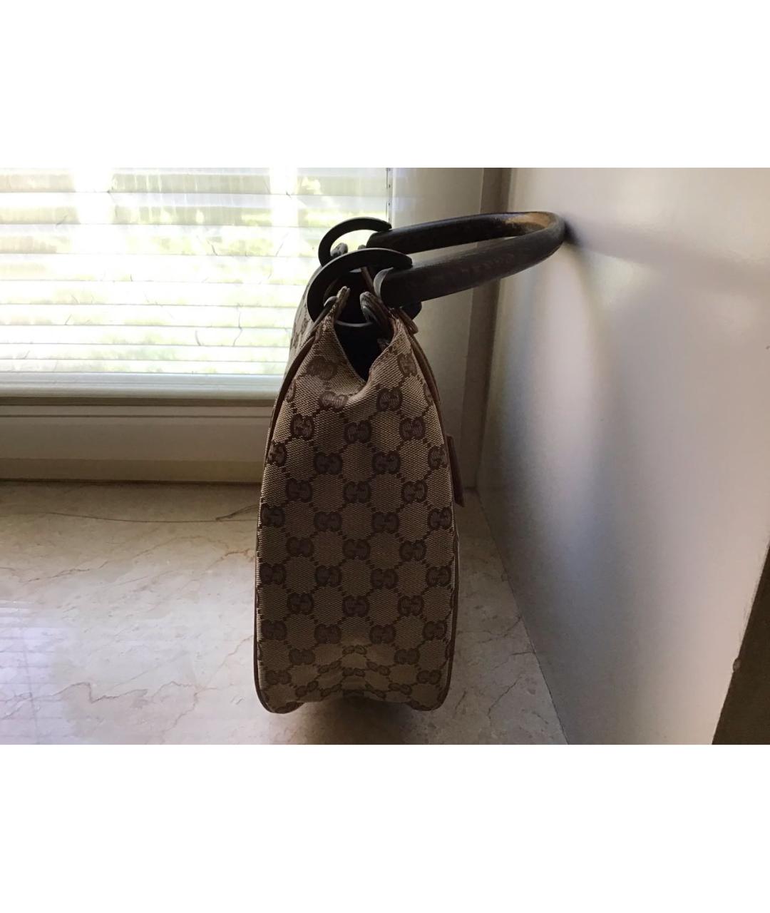 GUCCI Бежевая тканевая сумка с короткими ручками, фото 2