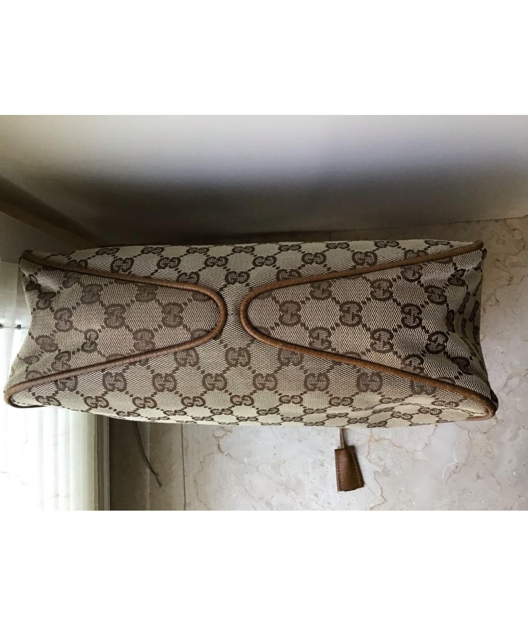 GUCCI Бежевая тканевая сумка с короткими ручками, фото 6