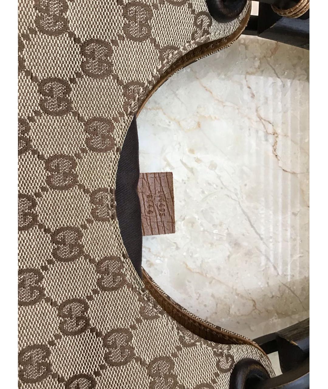 GUCCI Бежевая тканевая сумка с короткими ручками, фото 5